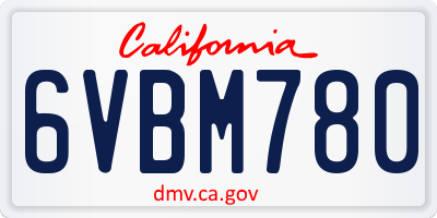 CA license plate 6VBM780