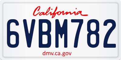 CA license plate 6VBM782