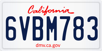 CA license plate 6VBM783