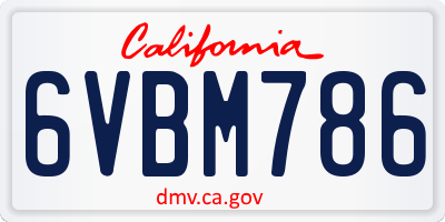 CA license plate 6VBM786