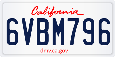 CA license plate 6VBM796