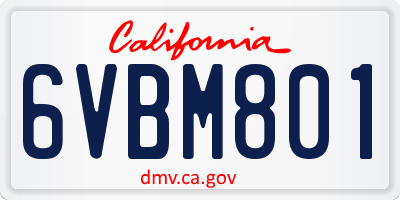 CA license plate 6VBM801