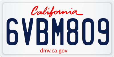 CA license plate 6VBM809