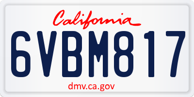 CA license plate 6VBM817