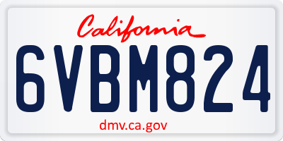 CA license plate 6VBM824