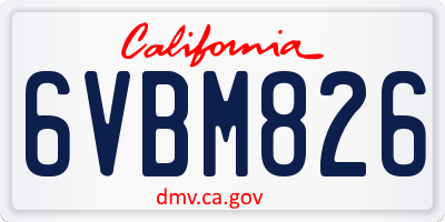 CA license plate 6VBM826