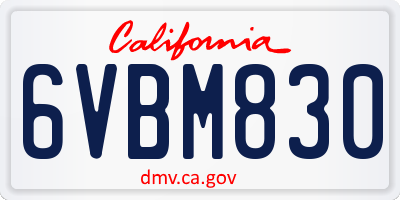 CA license plate 6VBM830