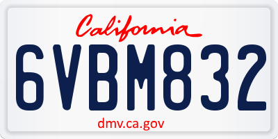CA license plate 6VBM832