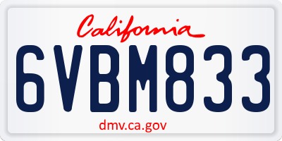 CA license plate 6VBM833