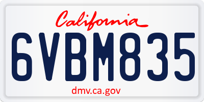 CA license plate 6VBM835