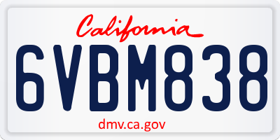 CA license plate 6VBM838