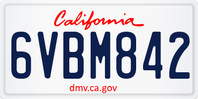 CA license plate 6VBM842