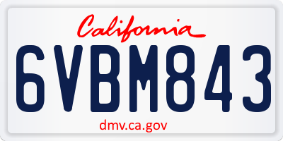 CA license plate 6VBM843