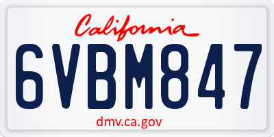 CA license plate 6VBM847