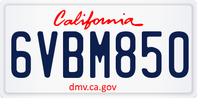 CA license plate 6VBM850