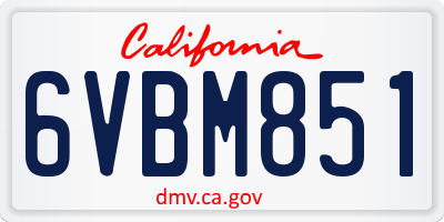 CA license plate 6VBM851