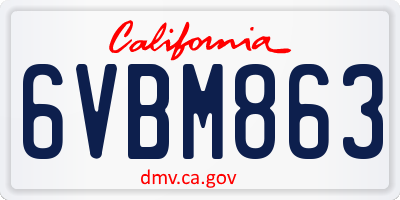 CA license plate 6VBM863