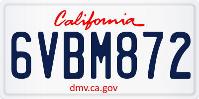 CA license plate 6VBM872