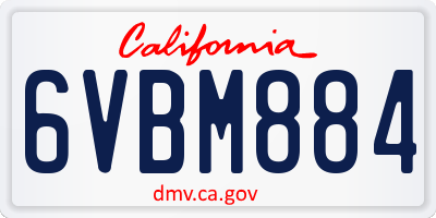 CA license plate 6VBM884