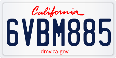 CA license plate 6VBM885