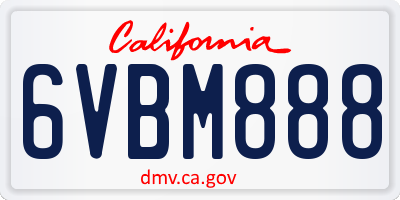 CA license plate 6VBM888