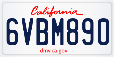 CA license plate 6VBM890