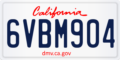 CA license plate 6VBM904