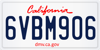 CA license plate 6VBM906
