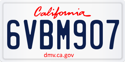 CA license plate 6VBM907