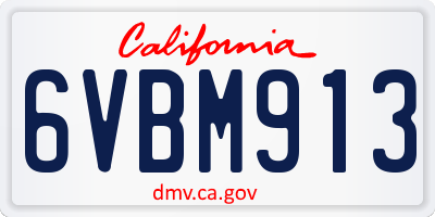 CA license plate 6VBM913