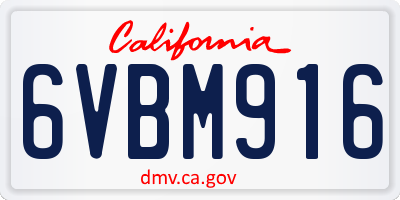 CA license plate 6VBM916
