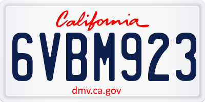 CA license plate 6VBM923