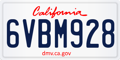 CA license plate 6VBM928