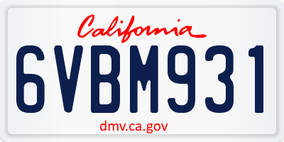 CA license plate 6VBM931