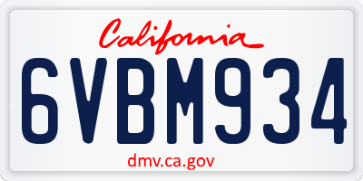 CA license plate 6VBM934