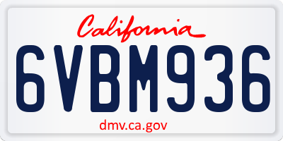 CA license plate 6VBM936