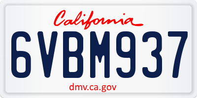 CA license plate 6VBM937