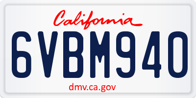 CA license plate 6VBM940