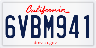 CA license plate 6VBM941
