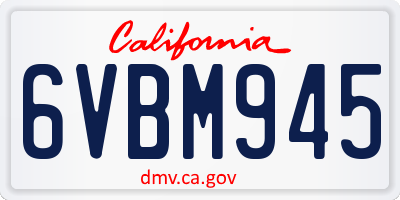 CA license plate 6VBM945