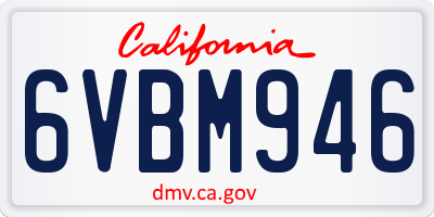 CA license plate 6VBM946