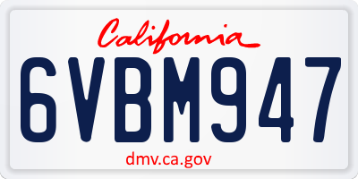 CA license plate 6VBM947
