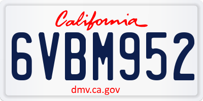CA license plate 6VBM952