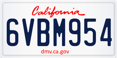 CA license plate 6VBM954