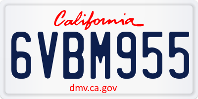 CA license plate 6VBM955