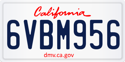 CA license plate 6VBM956
