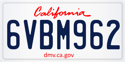 CA license plate 6VBM962