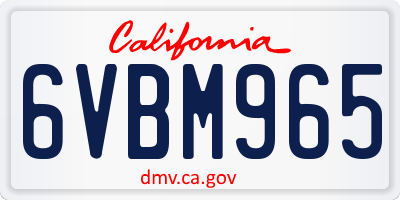 CA license plate 6VBM965