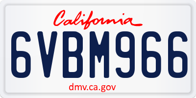 CA license plate 6VBM966