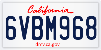 CA license plate 6VBM968